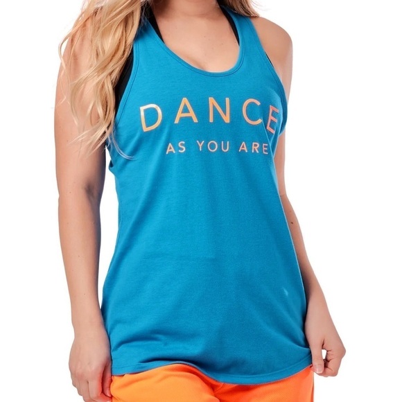 Zumba Meet Me On The Dance Floor Blue Lightening Tank Dance As You Are Size S - Picture 3 of 9